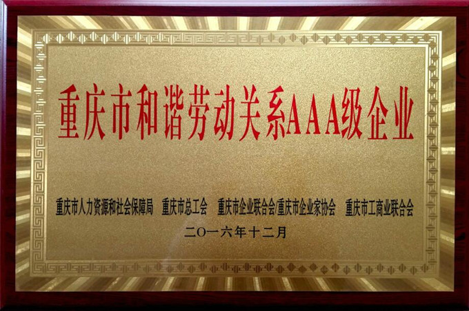 東科模具喜獲重慶市和諧勞動(dòng)者AAA級(jí)企業(yè)殊榮
